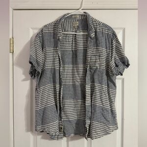 J. Crew Casual Blue and White Striped Shirt